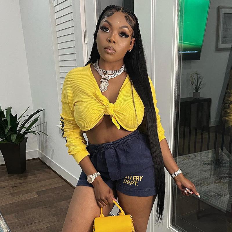 Women's Fashionable Letter Printed Round Neck Long Sleeve T-shirt - Trendha