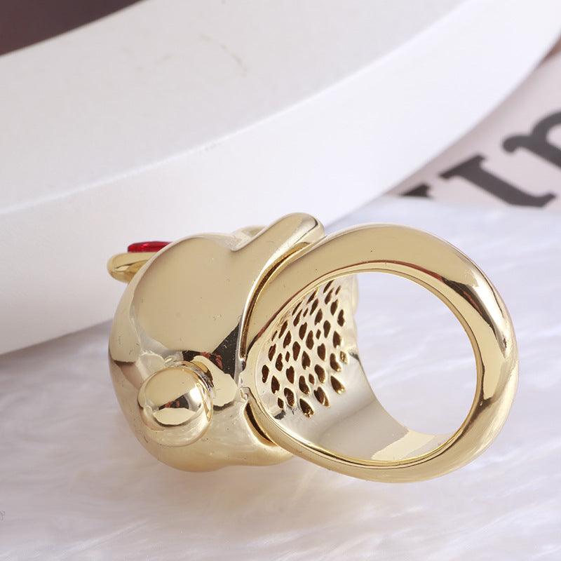 Women's Metal Smooth Face Wealth Rabbit Ring - Trendha