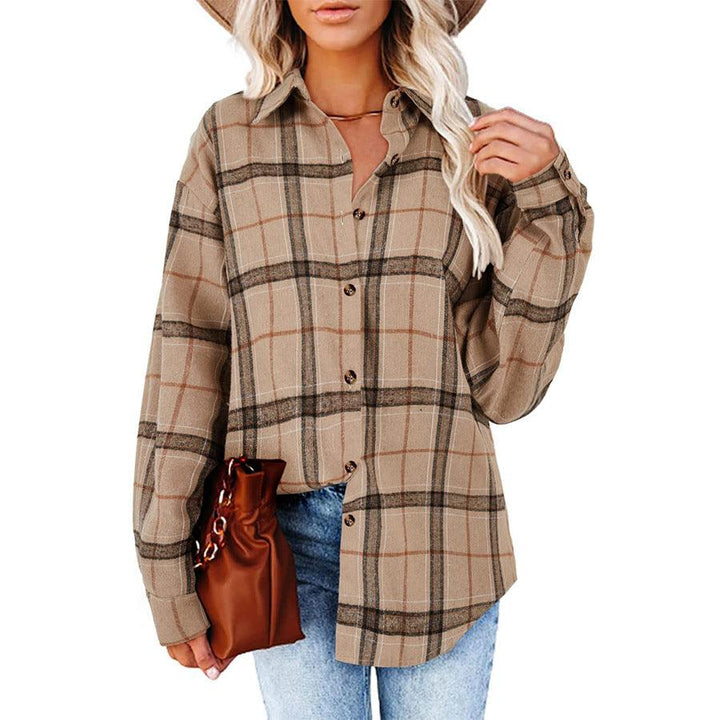 Women's New Casual Loose Boyfriend Plaid Shirt - Trendha