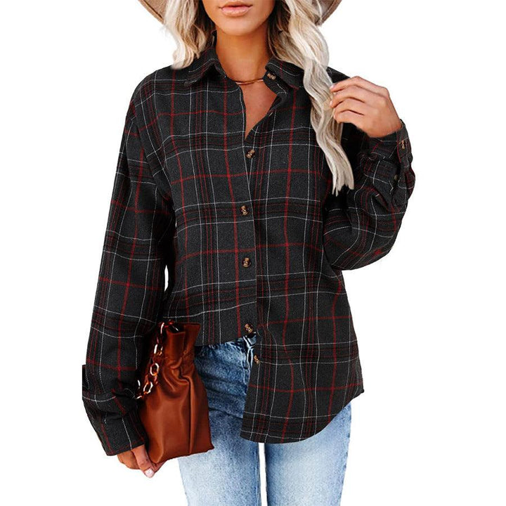Women's New Casual Loose Boyfriend Plaid Shirt - Trendha