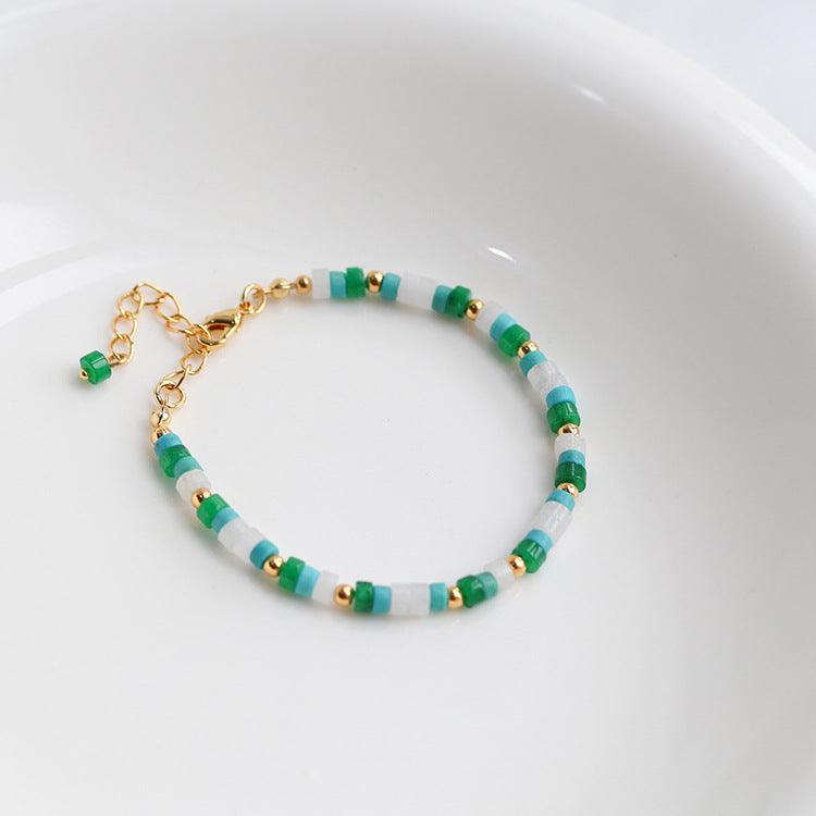 Women's Retro Fashion Color Stone Beaded Bracelet - Trendha