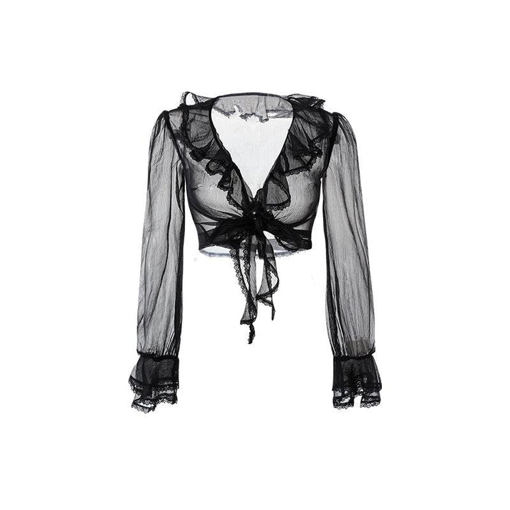 Women's Ruffle Trim Crop Lightweight Sun Protection Cover-up - Trendha