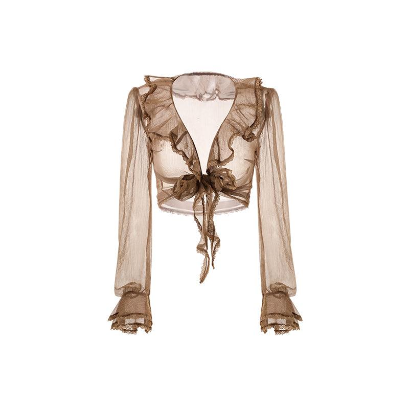 Women's Ruffle Trim Crop Lightweight Sun Protection Cover-up - Trendha