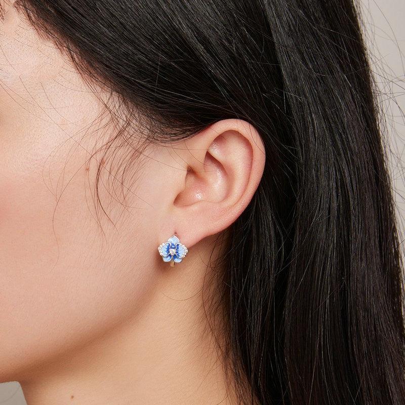 Women's S925 Silver Phalaenopsis Flower Earrings