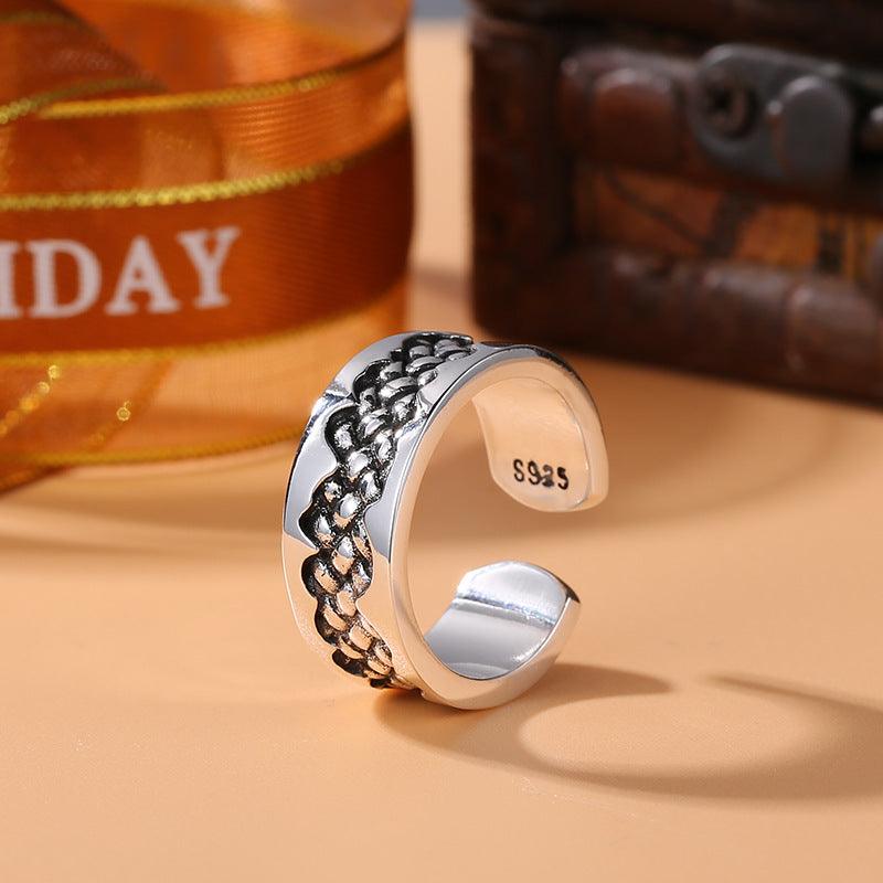 Women's Vintage Sterling Silver Chain Ring - Trendha
