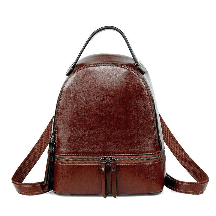 Fashion Temperament Gentle Leather Backpack Fashion Oil Wax Cowhide - Trendha
