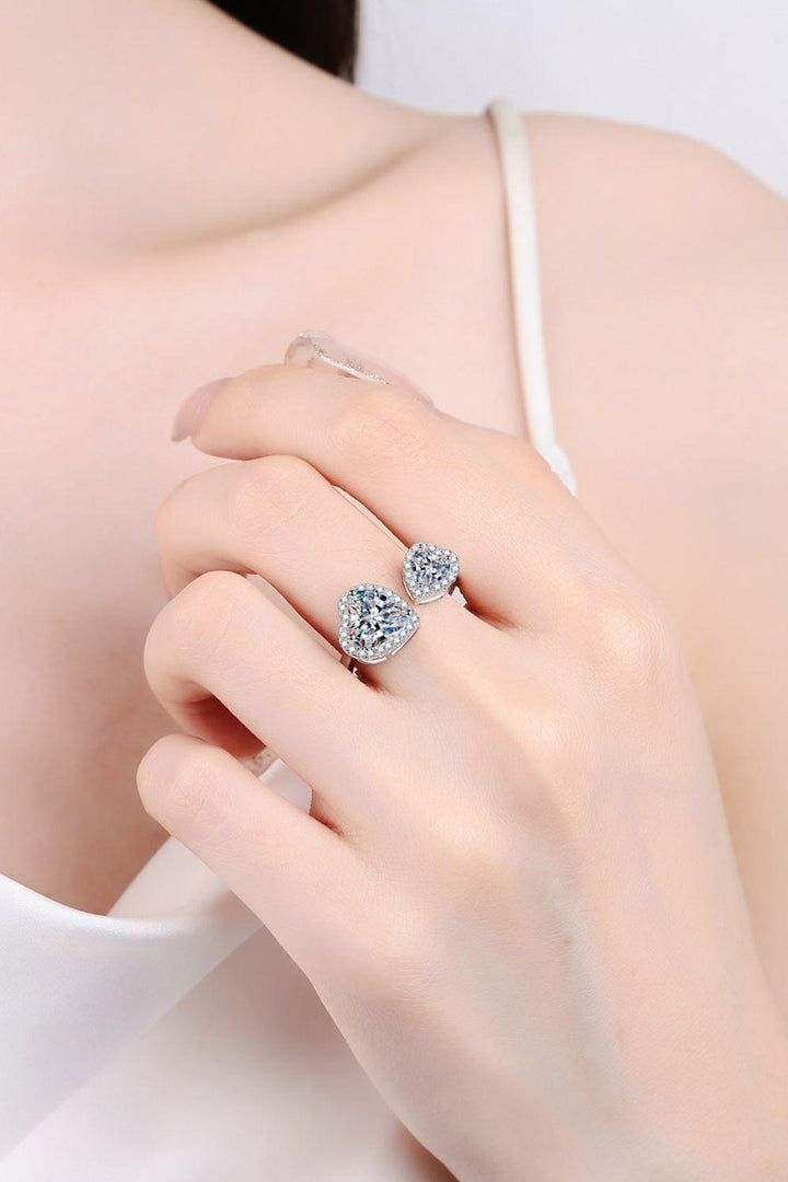 Heart-Shape Moissanite Open Ring - Trendha