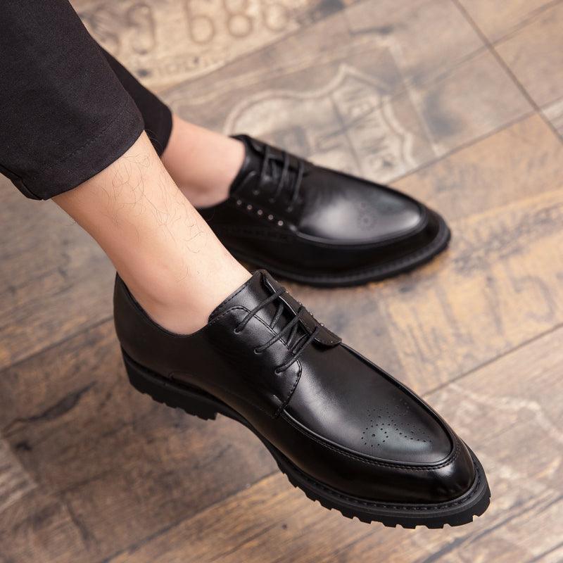 Men's Small Leather Shoes Business Suits British Bullock White Men's Shoes - Trendha