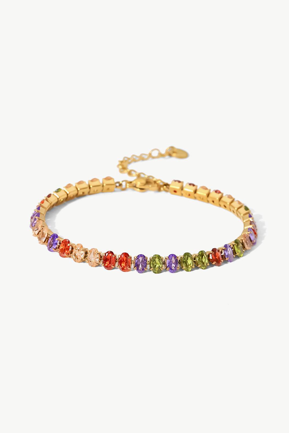 18K Gold Plated Multicolored Zircon Bracelet - Trendha