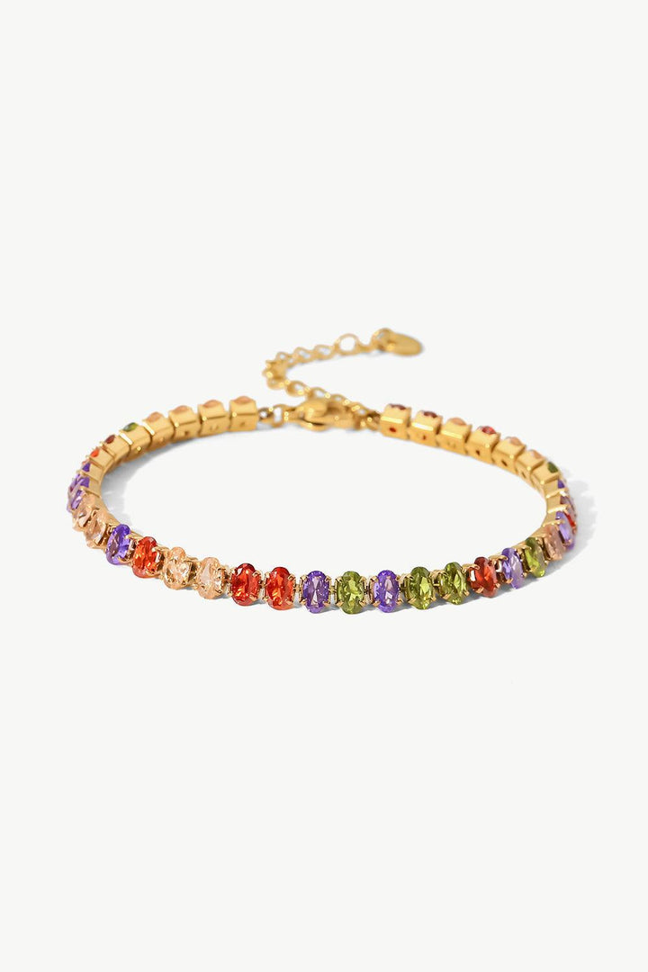 18K Gold Plated Multicolored Zircon Bracelet - Trendha