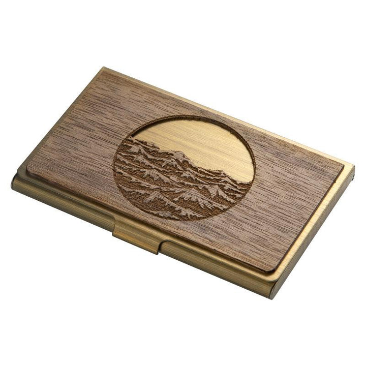 Custom Lettering Creative Stainless Steel Wooden Business Card Case - Trendha
