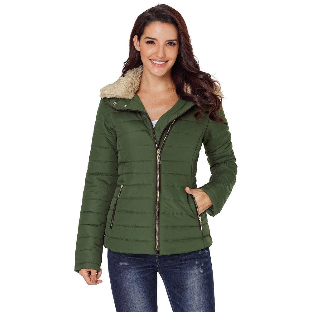 New Imitation Fur Collar Long-sleeved Cotton Jacket Women - Trendha
