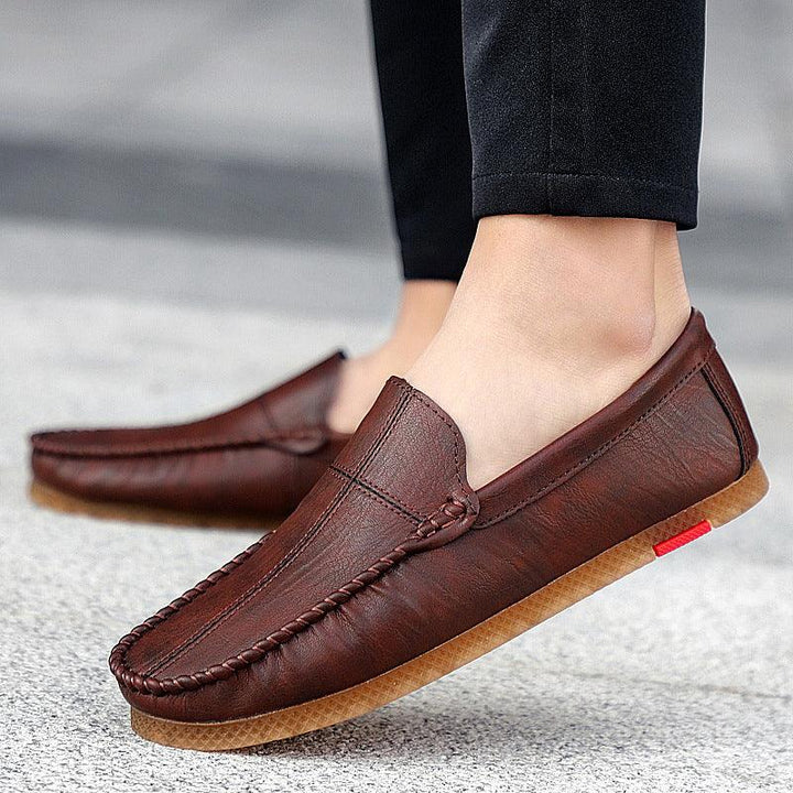 Doudou Men's Casual Lazy Small Leather Lightweight Driving Men's Soft-soled Men's Shoes - Trendha