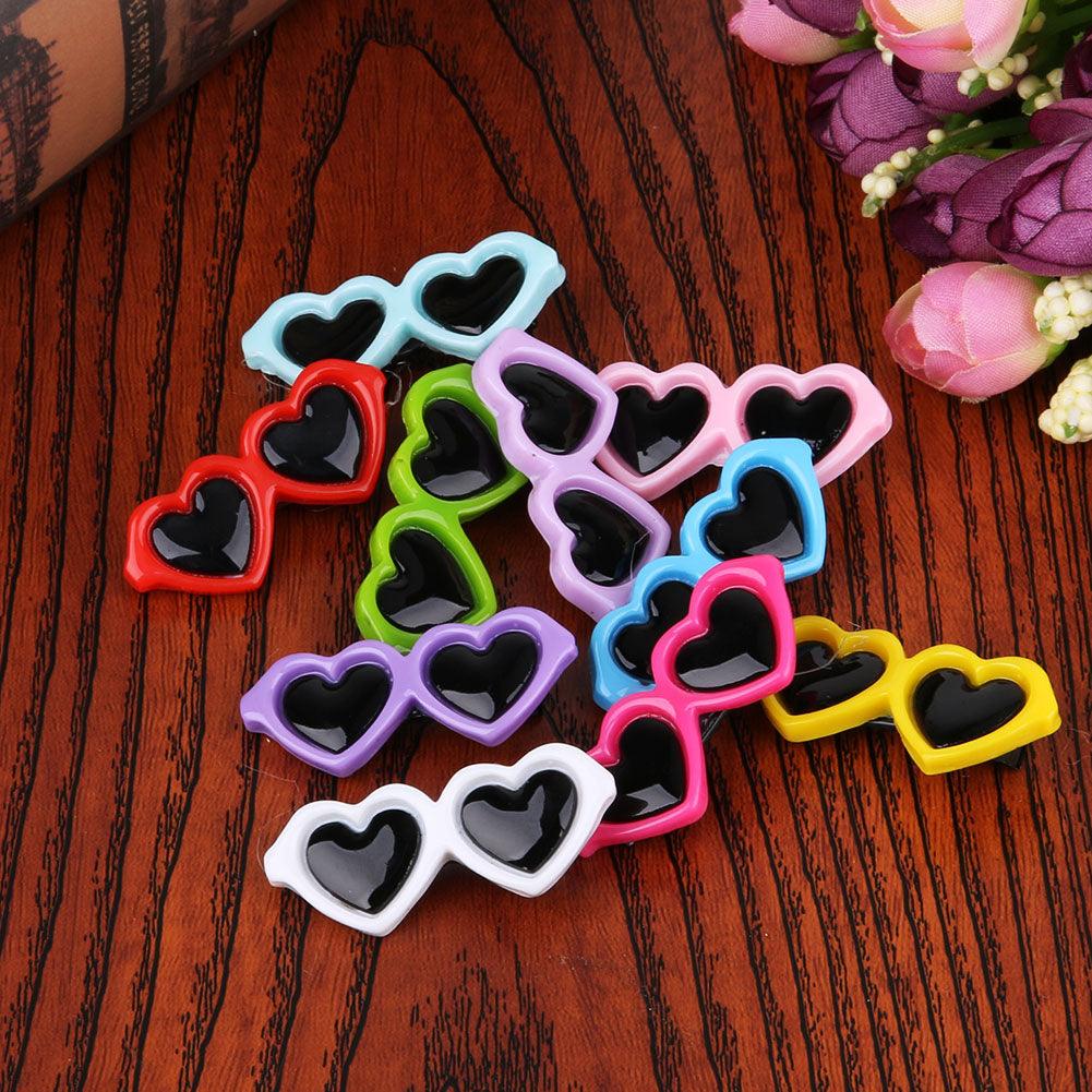 10 Pcs Heart Shaped Sunglasses Dog Hair Clips - Trendha