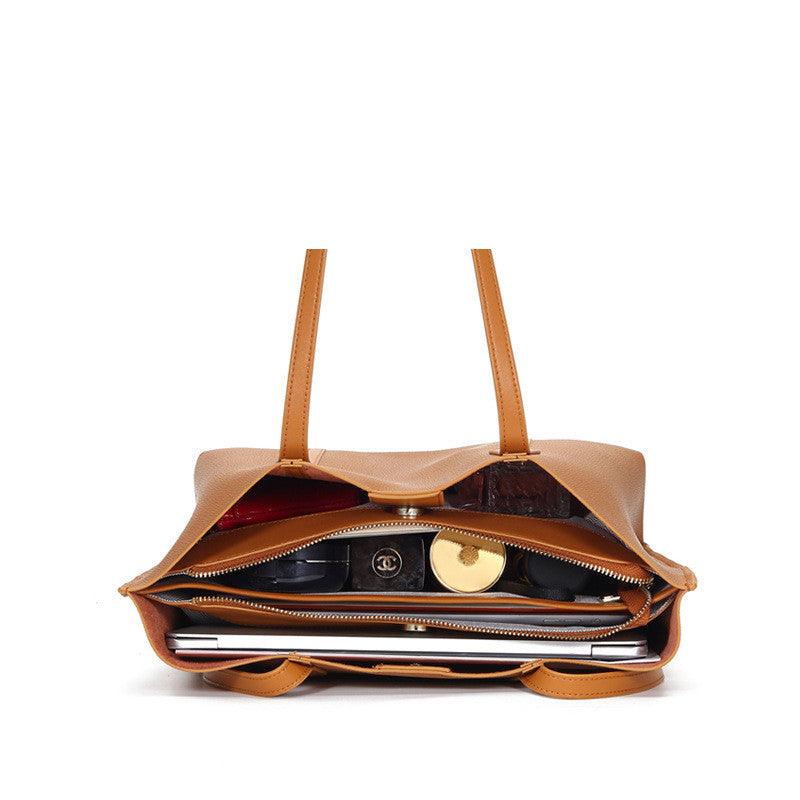 Large capacity cowhide shoulder bag - Trendha