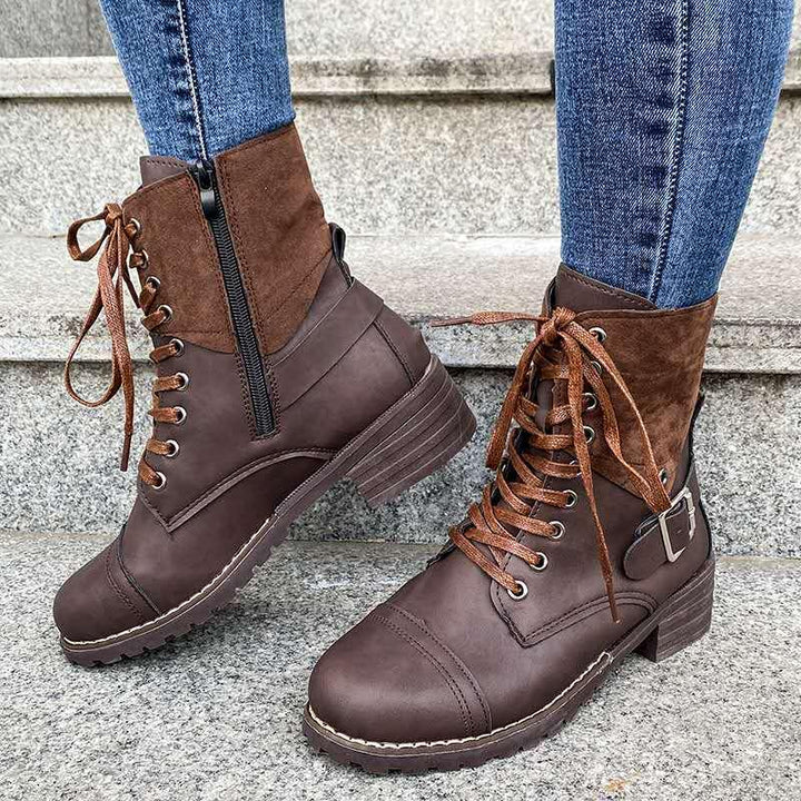 Square heel lace-up Martin boots - Trendha