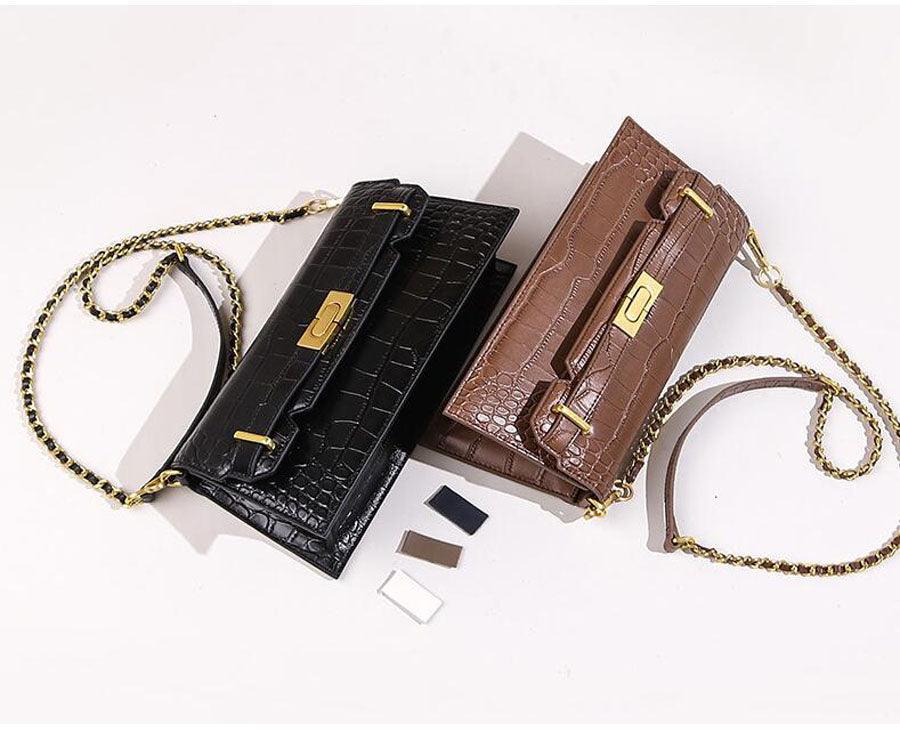 Simple Design Cowhide Chain One-shoulder Diagonal Bag - Trendha