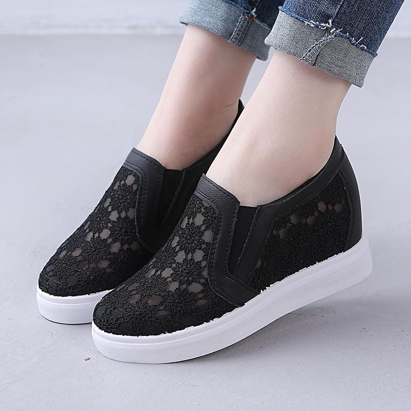 Increased Inner White Shoes Wild Lazy Casual Hollow And Breathable