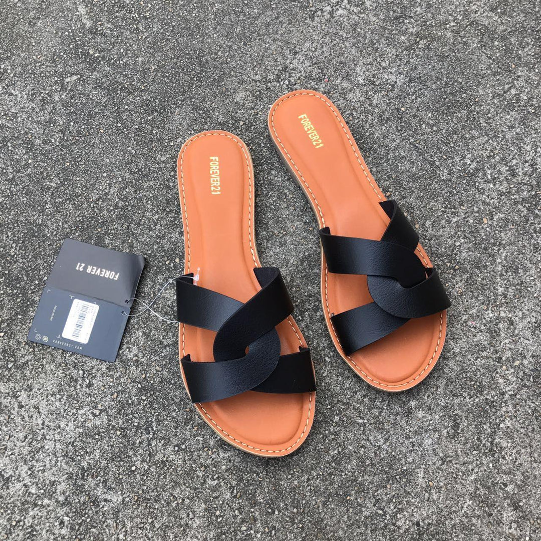 Flat-heeled Casual Women's Slippers With Leather Buckle Plus Size Women's Shoes - Trendha