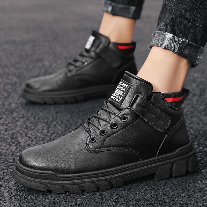 High-top tooling men's boots British style desert shoes - Trendha