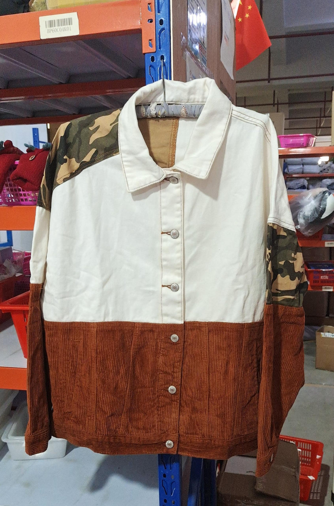 Lapel Retro Camouflage Corduroy Jacket - Trendha