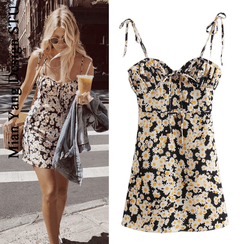 Daisy print tube top skirt - Trendha