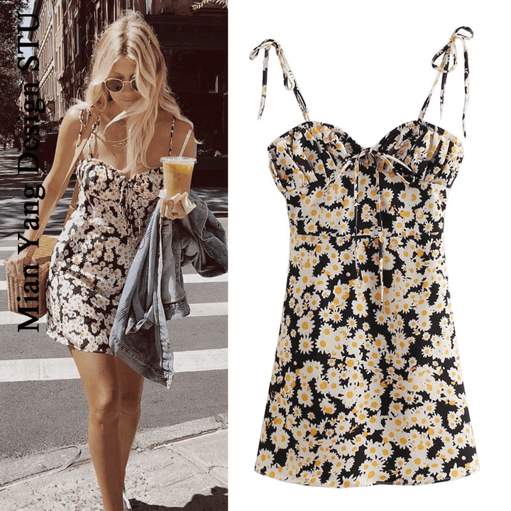 Daisy print tube top skirt - Trendha