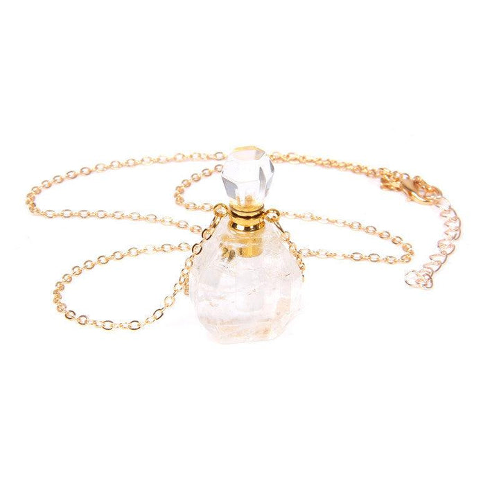 Perfume bottle crystal pendant necklace - Trendha