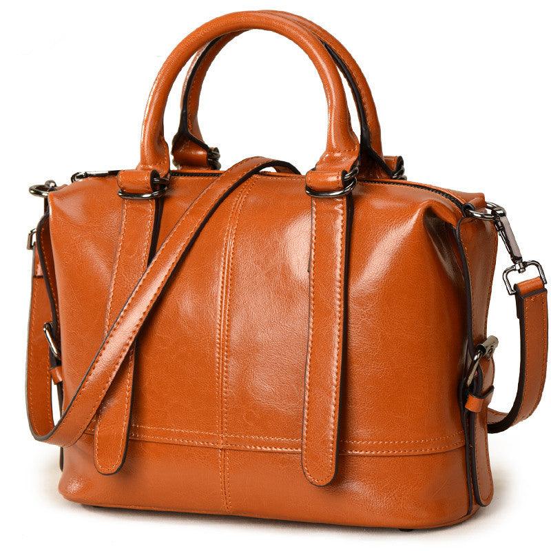 Vintage oil wax leather shoulder messenger bag - Trendha