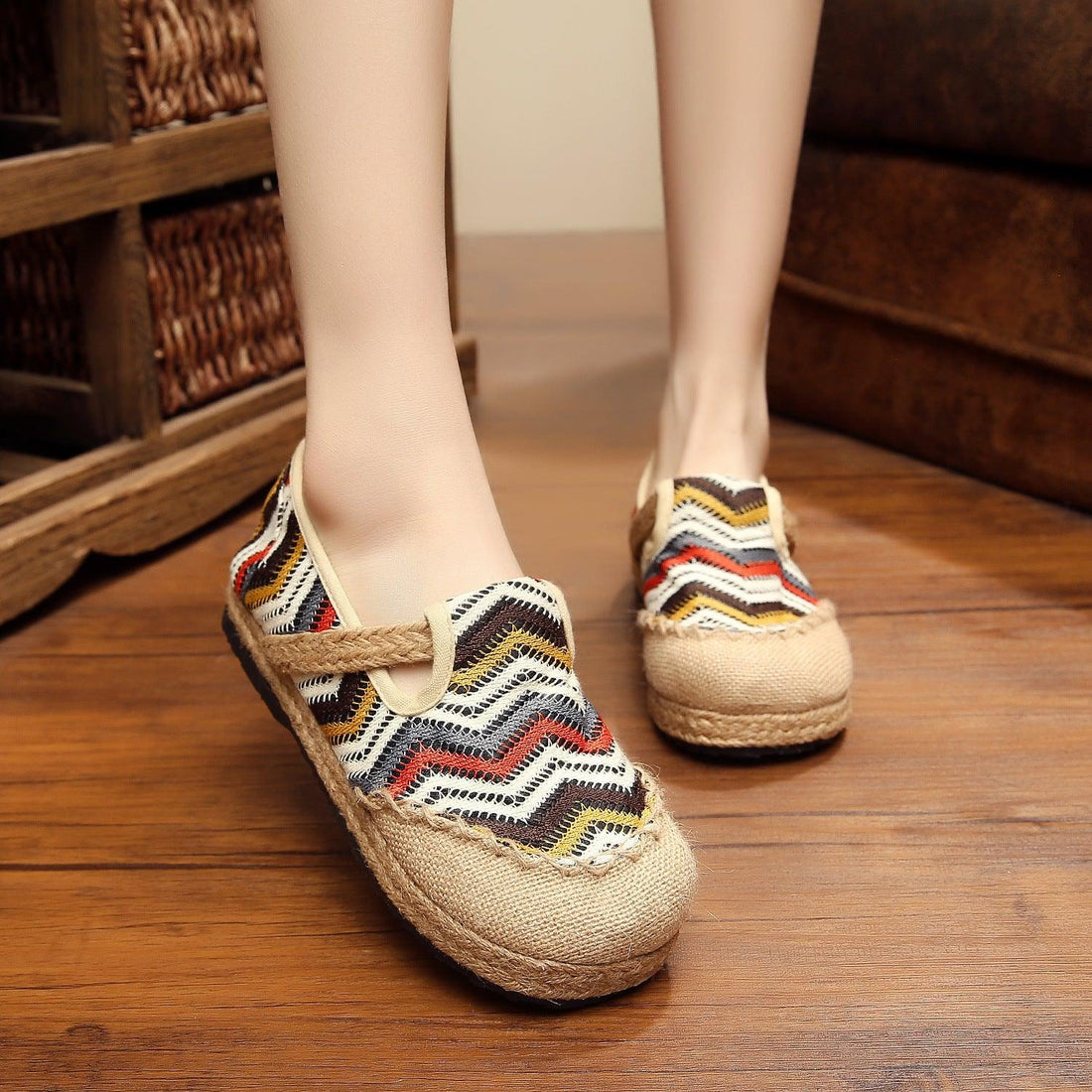 Colourful Mesh Slip-On Flat Shoes