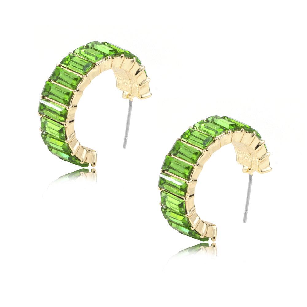 Multicolor glass diamond C-shaped earrings - Trendha