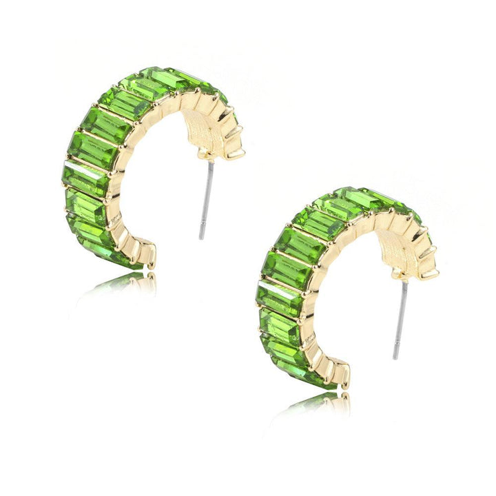 Multicolor glass diamond C-shaped earrings - Trendha