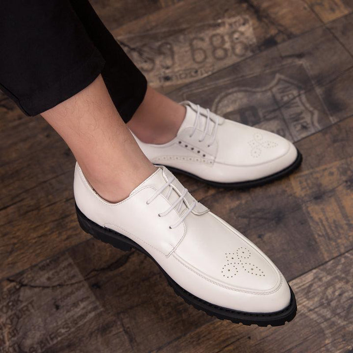 Men's Small Leather Shoes Business Suits British Bullock White Men's Shoes - Trendha