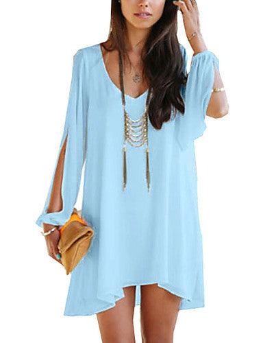 V-neck chiffon loose A-line dress fashion women's clothing - Trendha