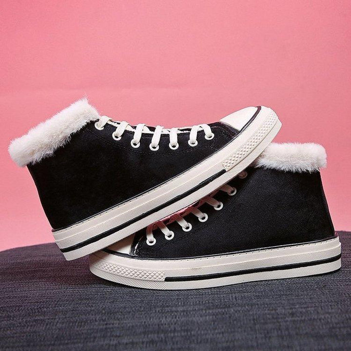 Sponge Cake Thick Bottom Korean Version Plus Velvet Thick Leopard Print Women's Sneakers - Trendha