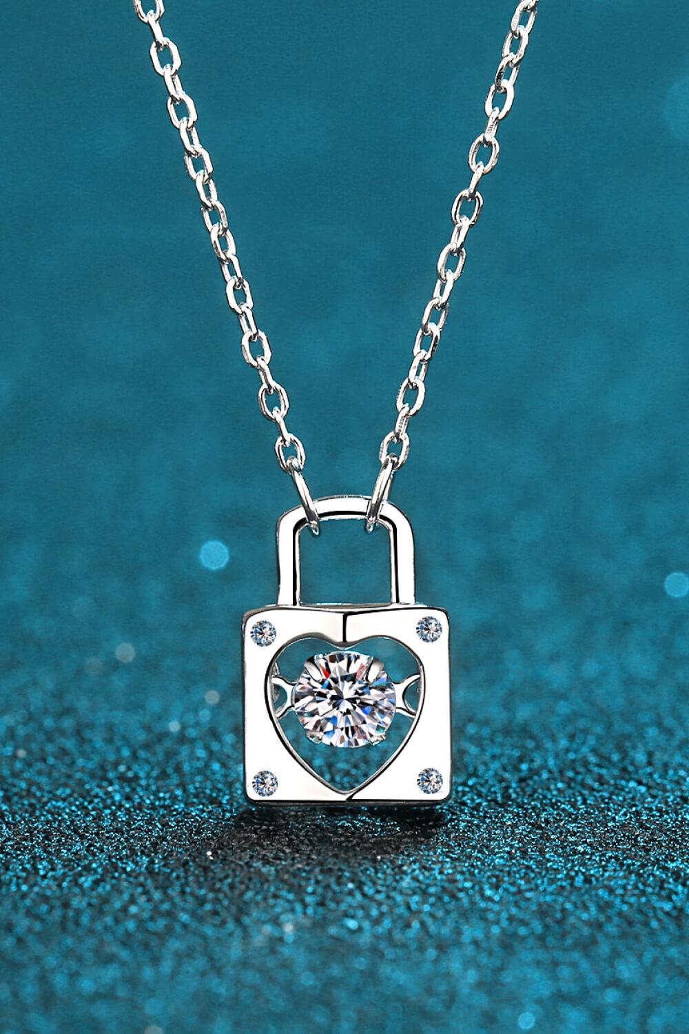 Moissanite Lock Pendant Necklace - Trendha