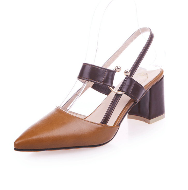 2021 new hollow coarse sandals high-heeled shallow mouth pointed baotou shoes work shoes women Female sexy high heels B1284 - Trendha