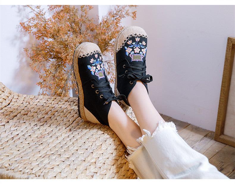 Women's Ethnic Style Embroidered Shoes Non-slip Flat Shoes - Trendha