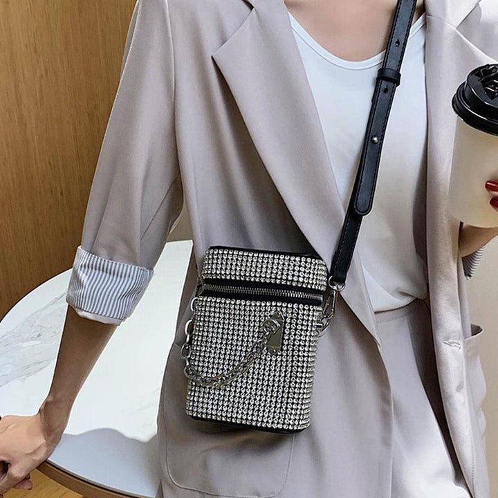 Personalized Rhinestone Shiny All-Match Messenger Bag - Trendha