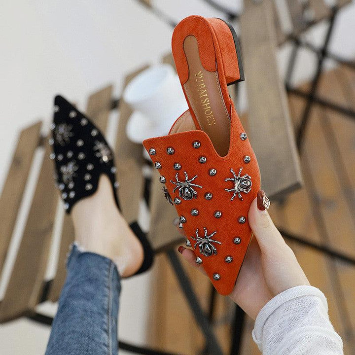 Flat-bottomed Lazy Half-slippers Outer Wear Orange-toe Sandals and Slippers - Trendha