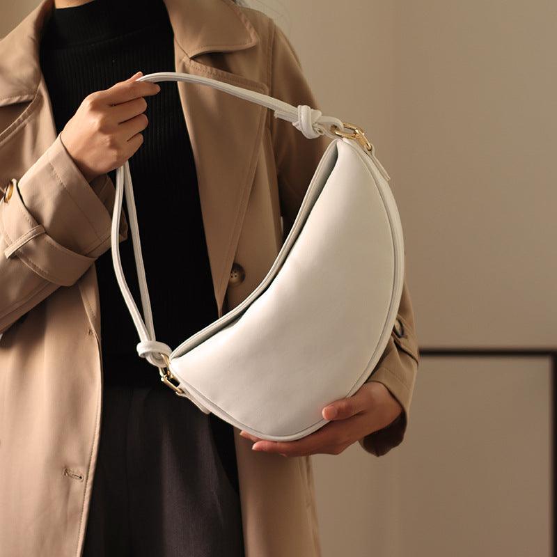 Simple Casual One-Shoulder Crescent Knotted Handbag