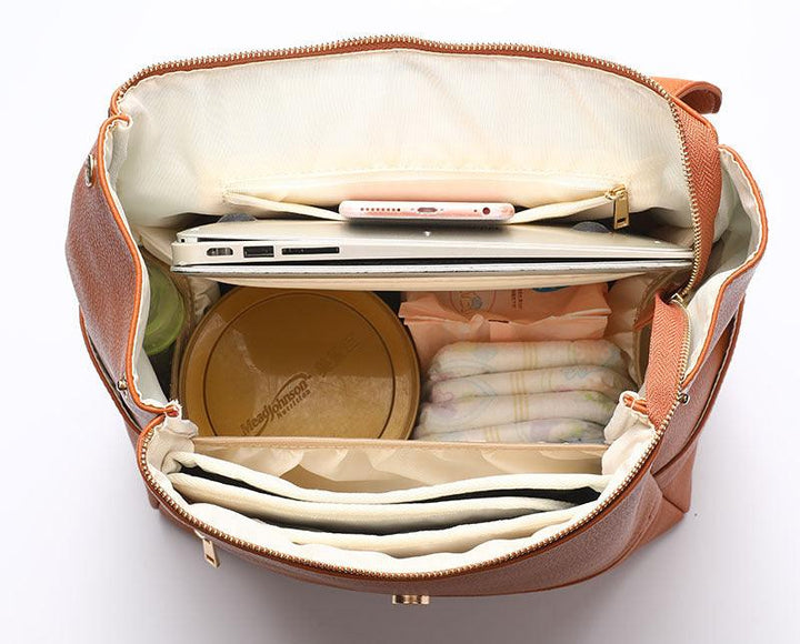 New PU Mummy Bag Double Shoulder Multifunctional Large Capacity Maternal And Baby Bag Diaper Bag - Trendha