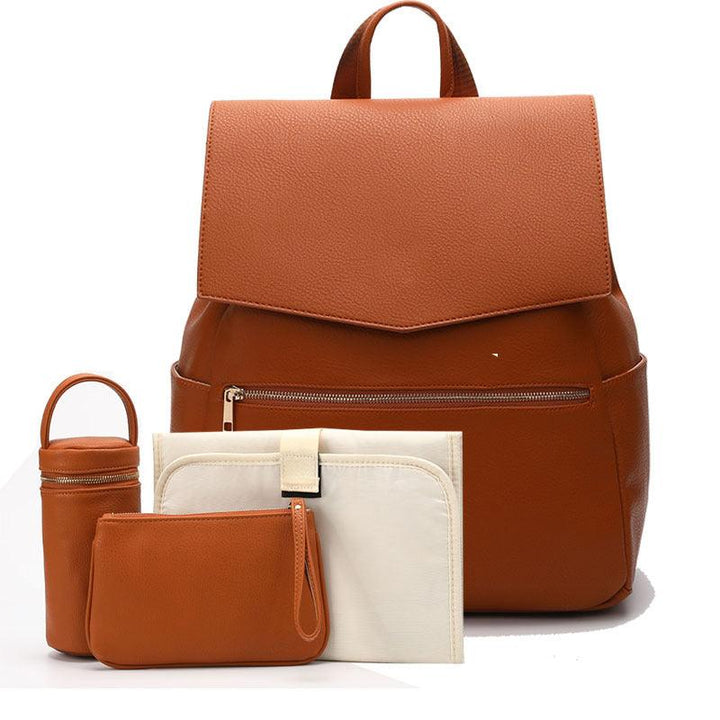New PU Mummy Bag Double Shoulder Multifunctional Large Capacity Maternal And Baby Bag Diaper Bag - Trendha