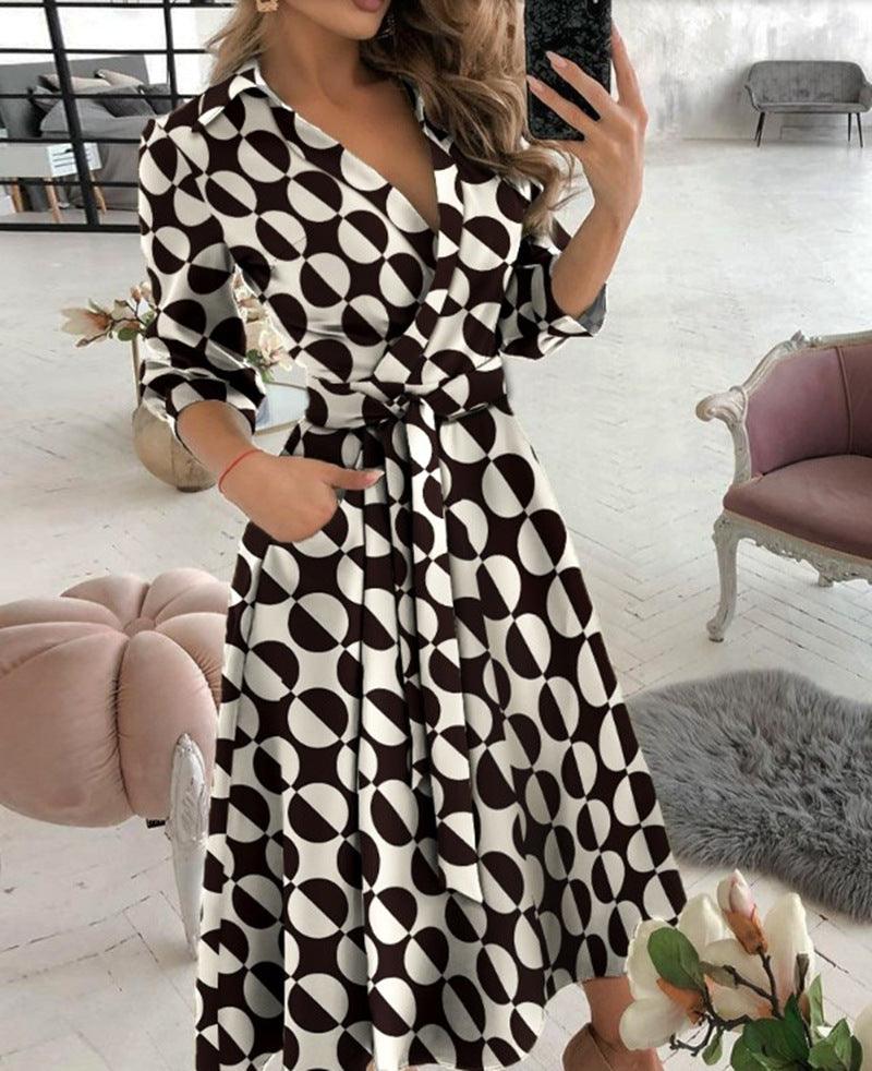Sexy Irregular Hemline Dress - Women's Deep V-neck Party Dress with Long Sleeves - Trendha