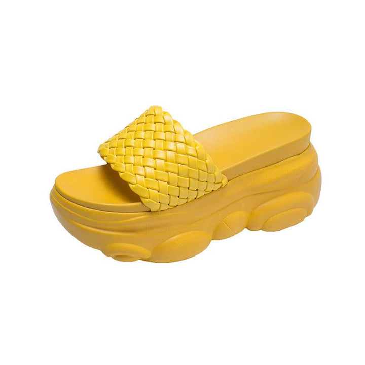 Bear Sandals And Slippers Women'S 2020 Summer New Korean Fashion Woven Thick-Soled Muffin Flat-Shaped High-Heeled Slippers Women - Trendha