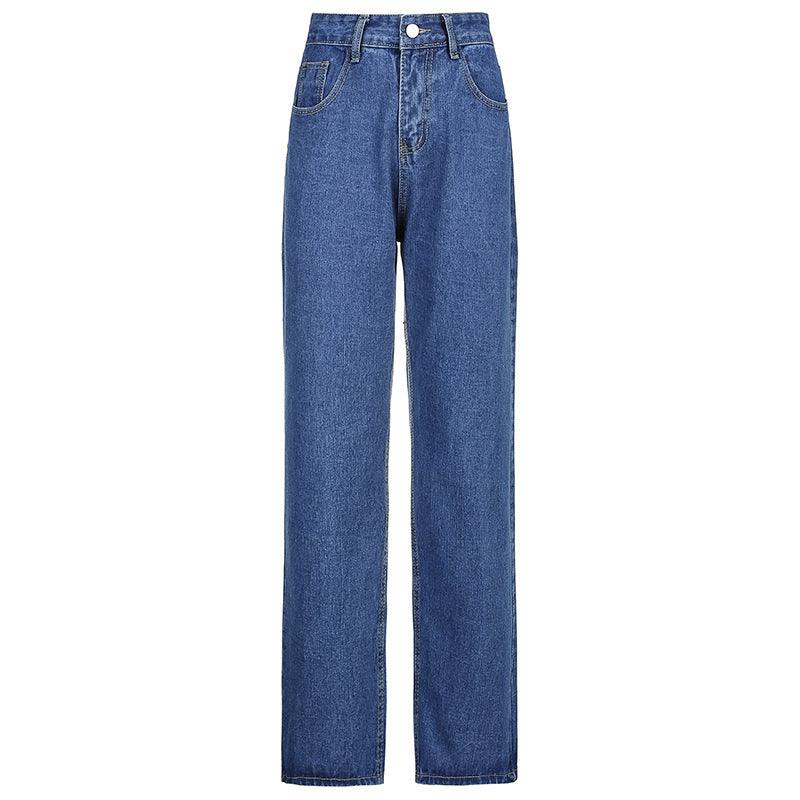 Women's Trousers Back Big Butterfly Print Drape Straight-leg Jeans Women Casual Trousers - Trendha