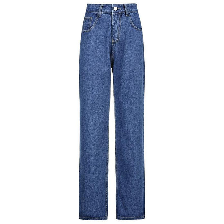 Women's Trousers Back Big Butterfly Print Drape Straight-leg Jeans Women Casual Trousers - Trendha