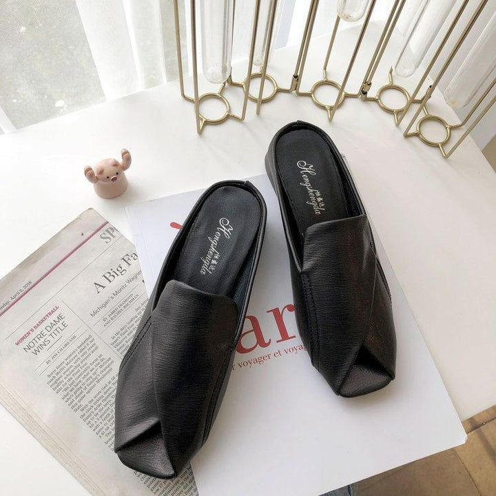 Outer Sandals Women's Mid-heeled Fish Mouth Women's Slippers - Trendha