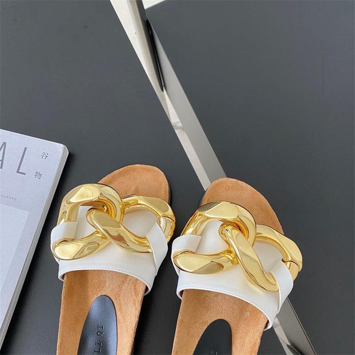 Ladies Fashion Flat-Bottom Baotou Half Slippers - Trendha
