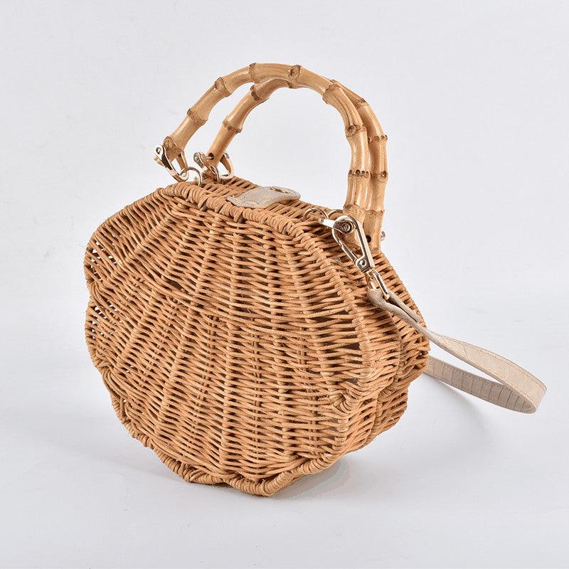 Imitation Shell Decoration Rattan Three-dimensional Conch Shape Straw Bag - Trendha